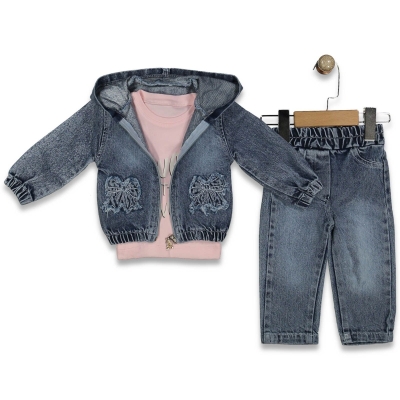 KIZ 9/24 AY FİYONK DESEN HIRKALI 3 LÜ TAKIM