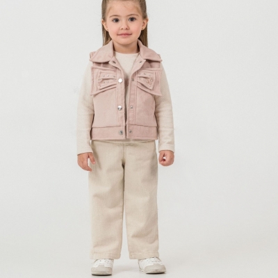 KIZ 9/24 AY FİYONK SÜET YELEK ÜÇLÜ TAKIM