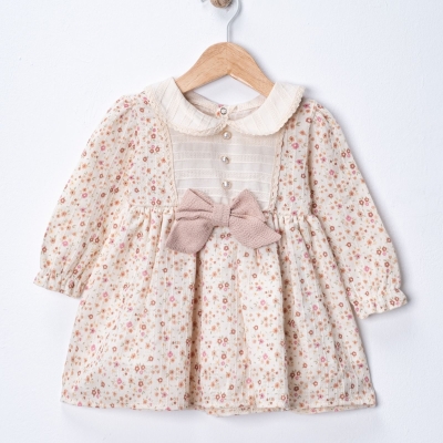 KIZ 9/24 AY İNCİLİ FİYONKLU ELBİSE