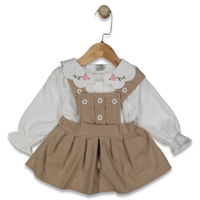 KIZ 9/24 AY KADİFE YAKASI NAKIŞLI GÖMLEKLİ JİLE