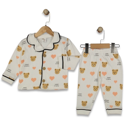 KIZ 9/24 AY KAPLİ AYI BASKILI PİJAMA TAKIM