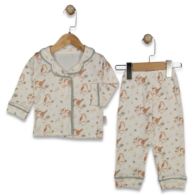 KIZ 9/24 AY KUŞ DAL BASKILI PİJAMA TAKIM