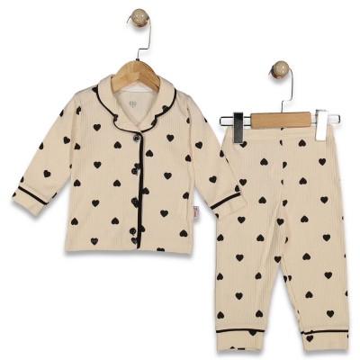 KIZ 9/24 AY MİNİK KALP BASKILI PJAMA TAKIM