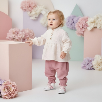 KIZ 9/24 AY NAKIŞLI MÜSLİN TAKIM