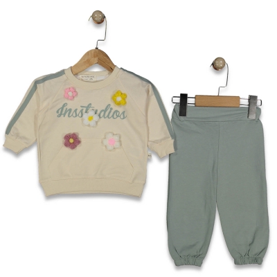 KIZ 9/24 AY ÖRGÜ ÇİÇEK DETAYLI 2 Lİ TAKIM