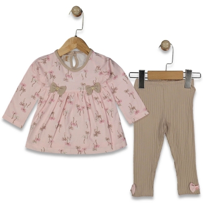 KIZ 9/24 AY PALMİYE DESENLİ FİYONKLU TAKIM