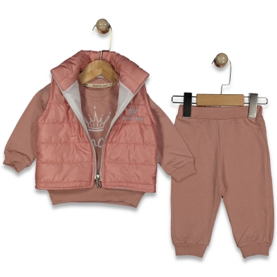 KIZ 9/24 AY PRİNCESS YELEKLİ ÜÇLÜ TAKIM