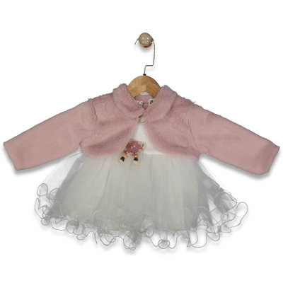 KIZ 9/24 AY RENKLİ PELÜŞ ELBİSE