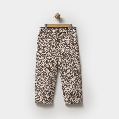 KIZ OVERDO 5-8 YAŞ LEOPAR DESENLİ KOT PANTOLON