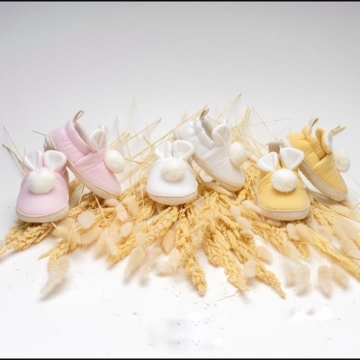 LEONCİNO LNC 5201-UNISEX 12'Lİ PONPONLU MÜSLİN TAVŞAN AYAKKABI