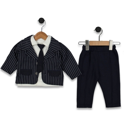 MİRKON BABY TOTT KİDS 2057-ERKEK 9/24 AY ÇİZGİLİ CEKETLİ TAKIM