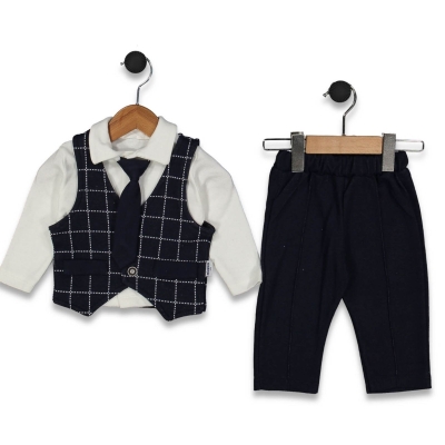 MİRKON BABY-TOTT KİDS 2104-ERKEK 9/24 AY KRAVATLI YELEKLİ TAKIM