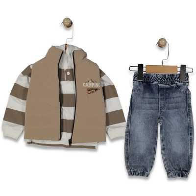 PARTNERBABY 1117-ERKEK 9/24 AY CAMPING YAZILI 3 LÜ TAKIM
