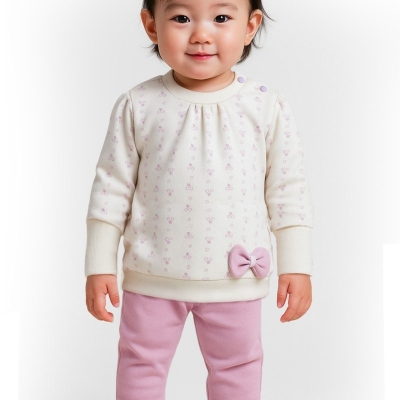 SERDE BABY NESRİN İSMAİL 1021-KIZ 3/9 AY ÇITIR DESEN BASKILI 2 Lİ TAKIM