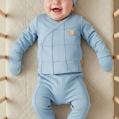 SERDE BABY NESRİN İSMAİL 2038-ERKEK 1/6 AY KARE NERVÜRLÜ 5 Lİ TAKIM