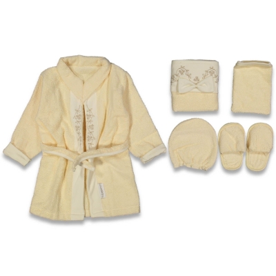 TİASİS 4637-KIZ 3/3 YAŞ 5 PARÇA BORNOZ SET 