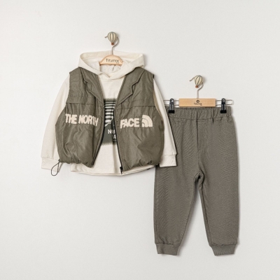 TİTİMİX KİDS 25321-ERKEK 9/24 AY THE NORTH FACE NAKIŞ ÜÇLÜ TAKIM