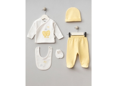UNISEX 0/3 AY FİYONKLU 5 PARÇA ZIBIN SETİ