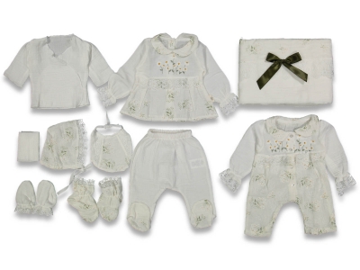 UNISEX 1/3 AY ÇİÇEK KABARTMALI MÜSLİN 10 LU SET