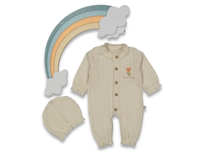UNISEX 1/3 AY LALELİ DÜĞMELİ PRE TULUM