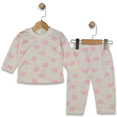 UNISEX 1/3 YAŞ RAPORLU AYI KALP DESENLİ PİJAMA