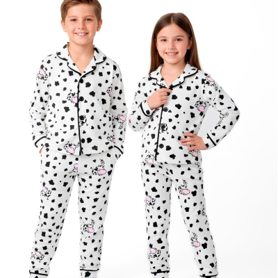 UNISEX 16/16 YAŞ İNEK BASKILI PİJAMA TAKIM