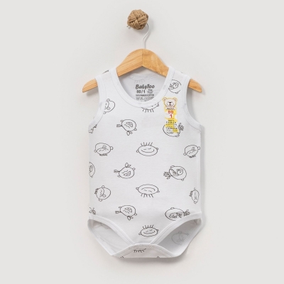 UNISEX 1/9 AY SEVİMLİ SURAT DESENLİ KUCUK KOLSUZ B