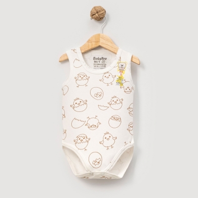 UNISEX 1/9 AY YENİ CİVCİV DESENLİ KUCUK KOLSUZ BAD