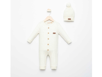 UNISEX 3/12 AY ŞAPKALI DÜĞMELİ TRİKO TULUM