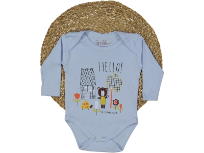 UNISEX 3/18 AY HELLO AYI BASKILI UZUN KOL BADİ