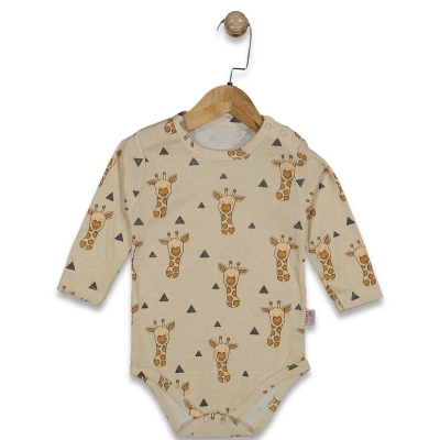 UNİSEX 3/18 AY ZÜRAFA BASKILI  ÇITÇITLI BADİ