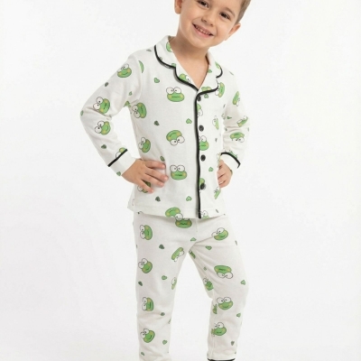 UNISEX 3/6 YAŞ KURBAĞA BASKILI PİJAMA TAKIM