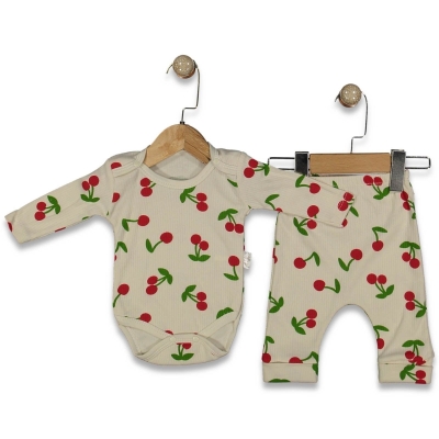 UNISEX 3/9 AY KİRAZ KOLLU İKİLİ BADİ TAKIM