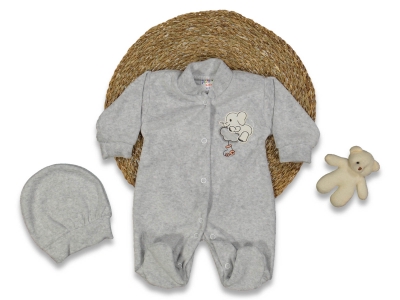 UNISEX 56/62 BEDEN YENİDOĞAN TAVŞAN NAKIŞLI KADİFE TULUM