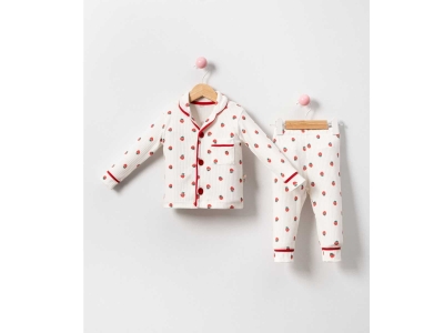 UNISEX 9/24 AY ÇİLEK BASKILI AYLIK PİJAMA TAKIM