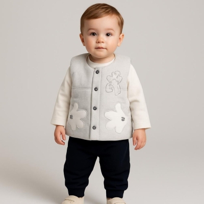 UNISEX 9/24 AY EL NAKIŞLI ELYAF YELEKLİ 3’LÜ TAKIM