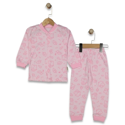 UNISEX 9/24 AY EV DESEN- ÖNÜ AÇIK PİJAMA TAKIM