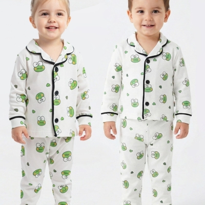 UNISEX 9/24 AY KURBAĞA BASKILI AYLIK PİJAMA TAKIM