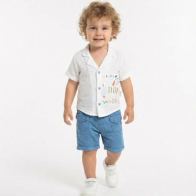 gofre baskılı müslin gömlekli sortlu tkm