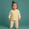 GONCA BEBE 070-UNISEX 3/3 AY YILDIZ BULUTLU BİYELİ OYALI  PİJAMA TAKIM