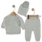 JOJOMİNİ 25105-UNISEX 6/12 AY YAN DÜĞMELİ HIRKA İKİLİ TAKIM