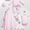 POİNT BABY 1139-KIZ 1/3 AY RENKLİ GÜLLÜ DANTELLİ 7 Lİ ZIBIN SET